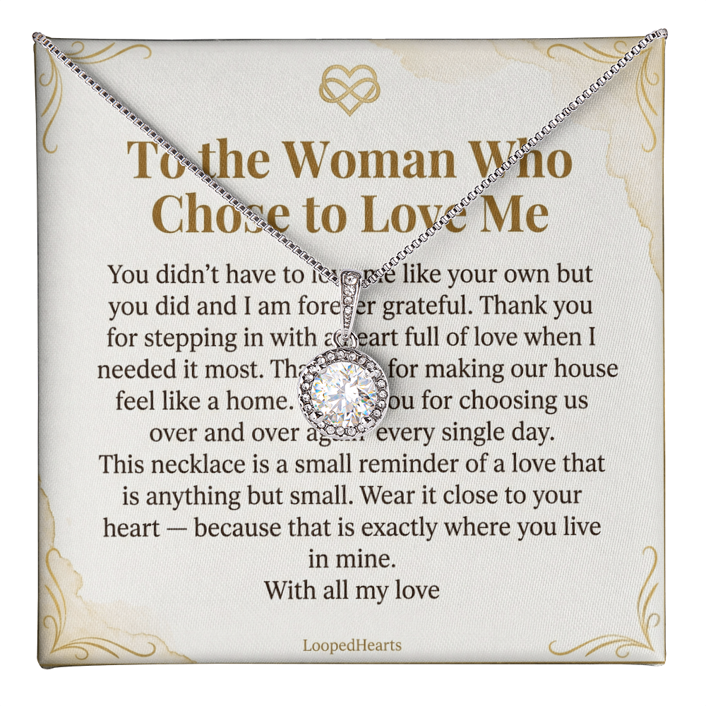 Stepmom Necklace Woman Who Chose To Love Me Bonus Mom Gift Jewelry